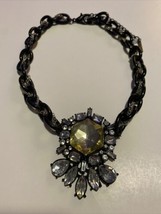 Vintage Chunky Bling Statement Necklace Black &amp; Rhinestone By Steve Madden - £12.01 GBP