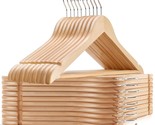 Wooden Coat Hangers 30 Pack, Natural Wood Suit Hangers With Non Slip Pan... - £57.34 GBP
