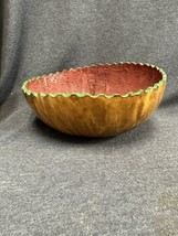 Vintage 9.5” Diameter Handcut Hand Decorated Art Gourd Trinket Dish Bowl 3.5” T - £8.03 GBP