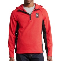 Spyder Men&#39;s Long Sleeve Boundless Hoodie Pullover Half Zip Collar Black/Red M - £26.32 GBP