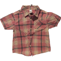 Gymboree Plaid Shirt Boys Size 4 Button Up Chest Pocket Short Sleeve 100% Cotton - £9.82 GBP
