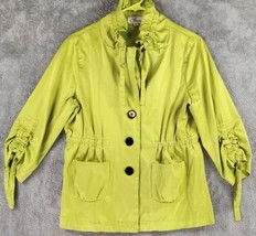 Chaus Jacket Womens 4 Petite Mustard Green Elastic Waist high Ruffled Collar - £17.40 GBP