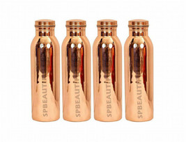 Copper Water Diamond Bottle Ayurveda Joint Free Drinking Tumbler 1000ML Set Of 4 - £49.15 GBP