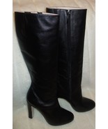 lafenice venezia Black Leather Boots Knee High sz 8 new - $5,084.34 MXN