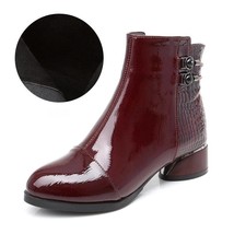 Women Boots New Woman Short Boots Soft Patent Genuine Leather Autumn/Winter Shoe - £80.37 GBP