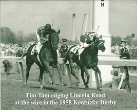 1958 - TIM TAM edging Lincoln Road and winning the Kentucky Derby - 10&quot; x 8&quot; - £15.71 GBP