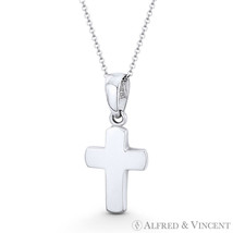 Latin Crucifix Catholic Rounded-Edge Cross Charm 20mmx9mm 14k White Gold Pendant - £105.21 GBP+