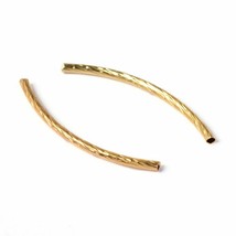 10 Gold Tube Beads 35mm Long Curved Beads Brass Beads Findings BULK - £3.04 GBP