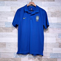 CBF Brasil Brazilian Football Confederation Nike Polo Shirt Blue Mens Medium - £47.16 GBP