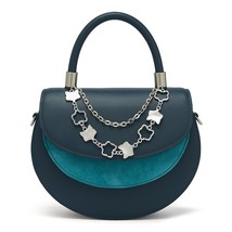 New Niche Saddle Bag Fashion Vintage Shoulder Bag Round Bag Chain Decora... - £112.66 GBP