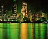 Vtg Chrome Postcard New York NY NYC Lower Manhattan Skyline Night View U... - $4.90