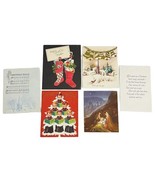 Vtg 1940&#39;s - 1950&#39;s Christmas Holiday Cards Lot of 6 Stockings Carolers ... - $11.61 CAD