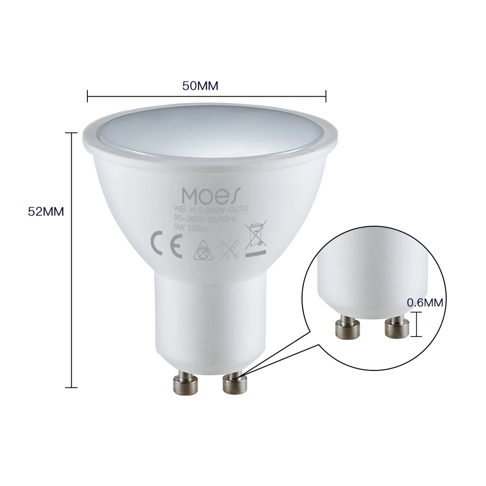 Tuya GU10 Wifi Smart Led Bulbs 5W Rgbcw Dimmable Lamps Smart Life App Control Vo - £141.73 GBP