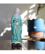 Vintage Chinese Glazed Pottery Mud Man Figurine 4.5&quot; 1940&#39;s Old Sage Rob... - $710.37 MXN