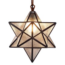 L10076 Moravian Star Tiffany Style Stained Glass Ceiling Pendant Hanging Lamp Wi - £152.90 GBP