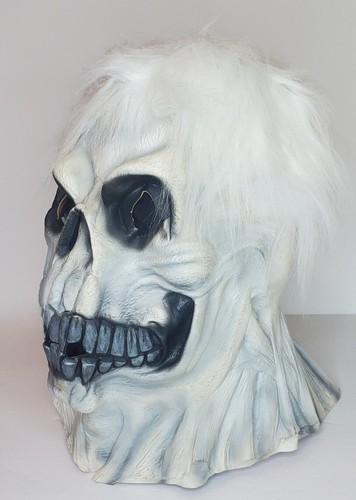 Skull Mask Face Head White Hair Halloween Scary Costume Accessory - $21.77