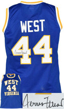 Jerry West signed West Virginia Mountaineers Blue TB College Custom Stitched Jer - £150.19 GBP