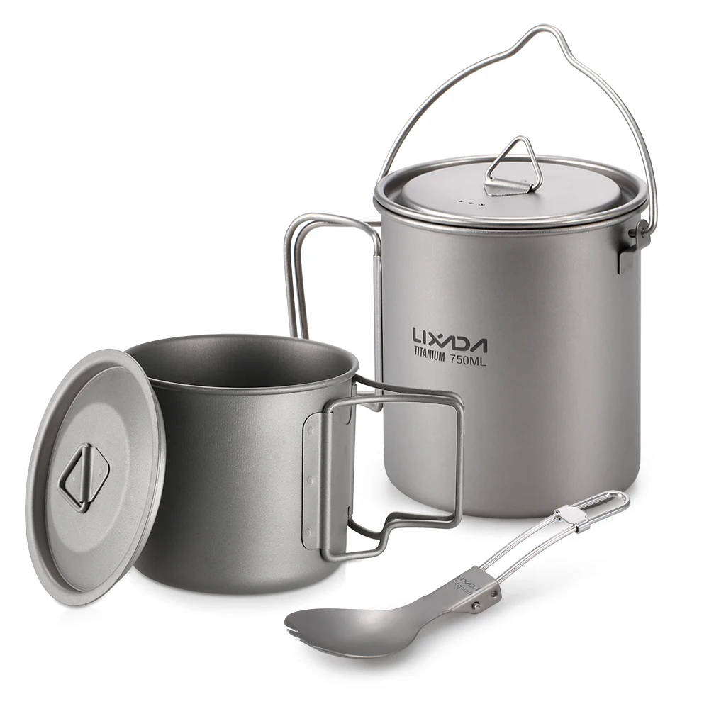 Lixada Ultralight 750ml Titanium Pot Portable Titanium Water Mug Cup with Lid - £27.16 GBP+