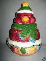 Cookie Jar Bird with Scarf &amp; Hat To Match Christmas Lights Burgundy  - £7.95 GBP