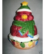 Cookie Jar Bird with Scarf &amp; Hat To Match Christmas Lights Burgundy  - £7.82 GBP