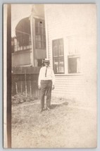 RPPC Man Posing In Yard Real Photo c1910 Postcard B37 - $5.95