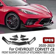Carbon Fiber Look Front Bumper Spoiler Lip Splitter fits Chevy Corvette C8 20-24 - £221.70 GBP