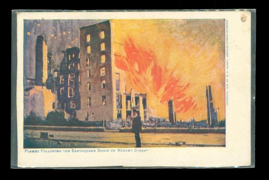 Vintage Hearst Postcard 1906 San Francisco Earthquake Flames Market Street - $12.86