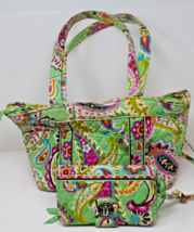Vera Bradley Quilted Tote Tutti Frutti Shoulder Messenger Purse with Wristlet - £27.67 GBP
