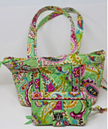 Vera Bradley Quilted Tote Tutti Frutti Shoulder Messenger Purse with Wri... - $34.99