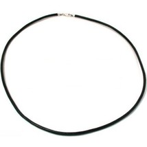 Leather Cord Necklace Black 16&quot; - £6.97 GBP