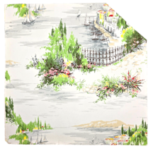 Vintage Wallpaper Sample Sheet 60s 70s Retro Landscape Seaside Town Craf... - $192.22 MXN
