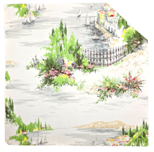 Vintage Wallpaper Sample Sheet 60s 70s Retro Landscape Seaside Town Craf... - £7.81 GBP