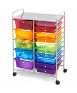 15 Drawer Rolling Storage Cart Tools Scrapbook Paper Office School Organ... - $2,335.21 MXN