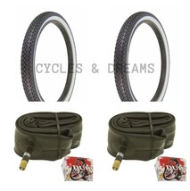 TWO TIRE 24 X 2.125 &amp; 2 TUBES,  DIAMOND TREAD 133, WHITE WALL WITH BLUE ... - £40.50 GBP