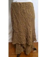 Cabi Brown Gold Lace Tiered Ruffle Stretch Midi Skirt Size Small Shiny - €13,66 EUR