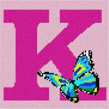 Pepita Needlepoint Canvas: Letter K Butterfly, 7&quot; x 7&quot; - $50.00+