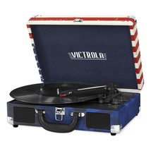 Victrola Bluetooth Suitcase Record Player with 3-Speed Turntable, US Flag - £65.20 GBP