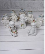 White Porcelain Angel Cherub Christmas Ornaments Matte Gloss Lot of 8 - £15.24 GBP