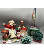 Vintage MCM Christmas Kitschy Santa Elf Angel Ceramic Tree Dishes Blow Mold - $75.19