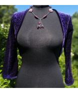 Purple Velvet Bolero Jacket Sequin Shrug Long Sleeves Cropped Evening Bo... - $31.03