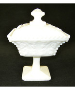 Vintage Imperial Glas Covered Candy Dish ~ Grapess &amp; Vine Motif Milk Gla... - $53.54 CAD