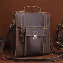 2022 New Vintage Leather Men Backpack Arcuate Shoulder Strap Flap Pocket Solid M - £131.64 GBP