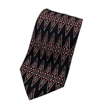 Roundtree &amp; Yorke Black &amp; Burgundy Silk Tie Necktie Diamond - £7.21 GBP