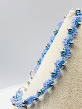 Light Blue Beaded Bracelet silver Accents Fashion minimalist NEW - £12.51 GBP