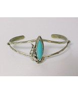 Southwestern Natural TURQUOISE Sterling Silver CUFF BRACELET - Artisan C... - £59.61 GBP