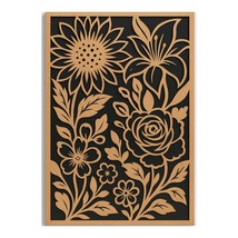 Floral wall hanging  2 Layer Cherry &amp; Basswood Silhouette | Vertical Rus... - $40.00