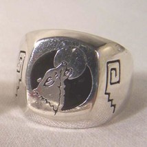 1 DELUXE HOWLING WOLF AT MOON NEW SILVER BIKER RING  mens women&#39;s novelt... - €7,74 EUR