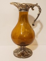 Vintage Art Nouveau Large Glass Pitcher 11 Inches Tall - £51.79 GBP