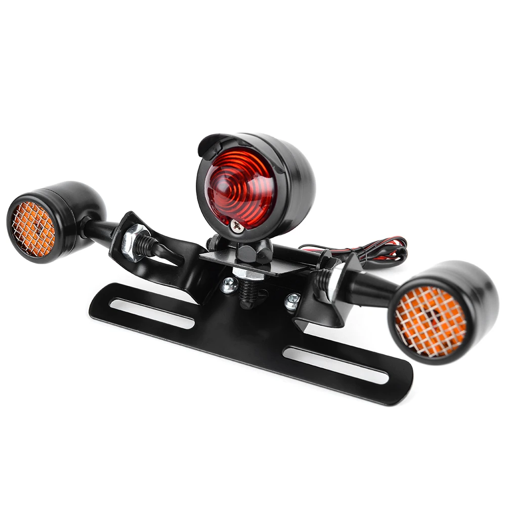 Universal Tail Motorcycle License Plate LED Light Fe Holder Rear Turn Si... - £197.97 GBP