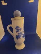 Avon Vintage Blue And White Milk Glass Empty Lotion Decanter - £3.85 GBP